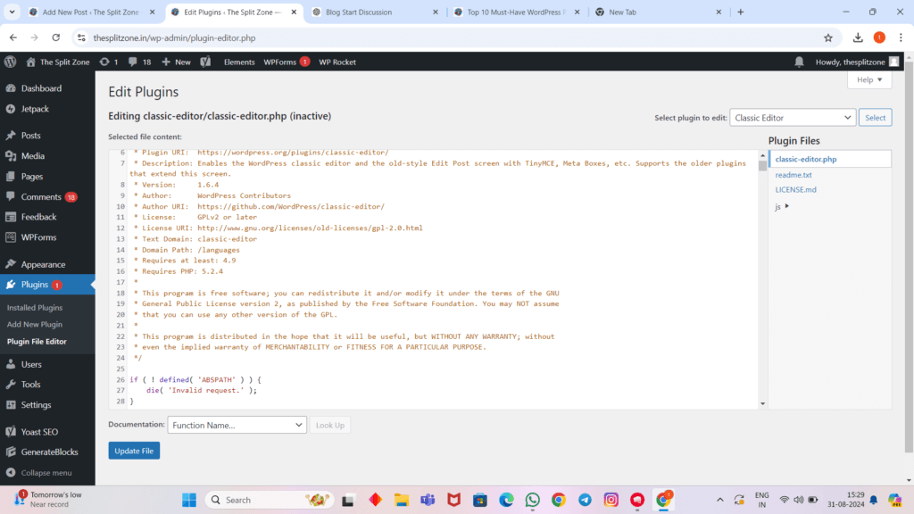 Managing WordPress plugins and scripts to enhance site speed.
