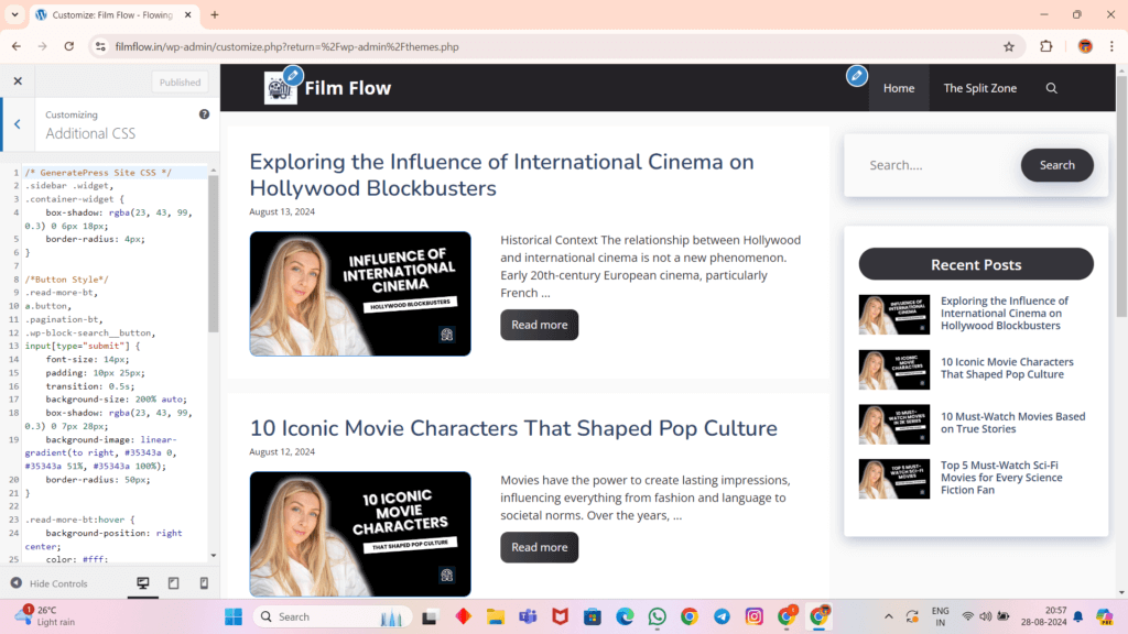 Adding Custom CSS in WordPress Customizer